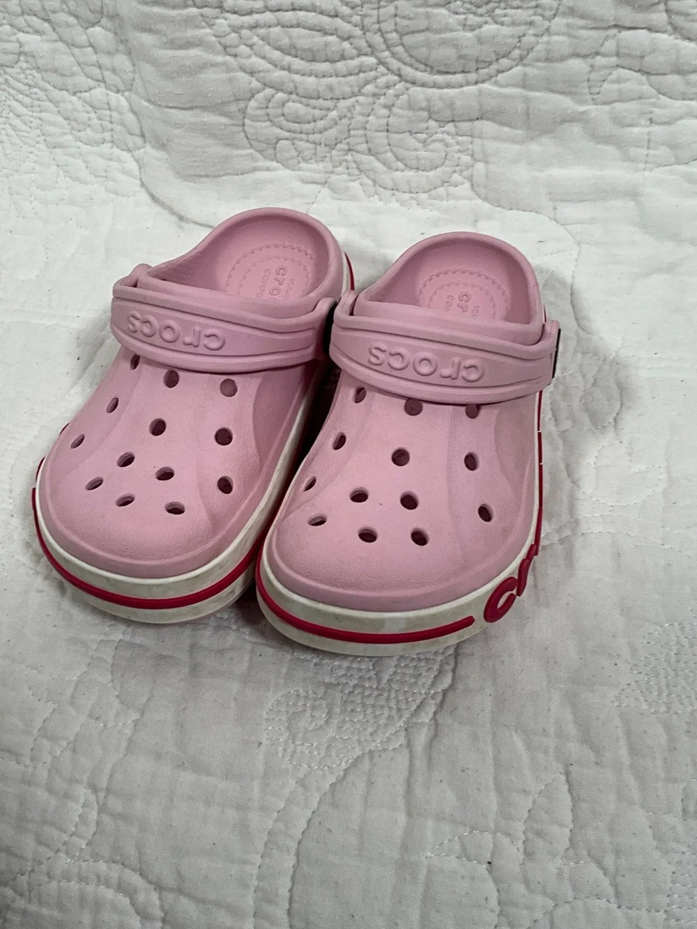 CROCS Kids' Light Pink Classic Clog with Pink & White Trim